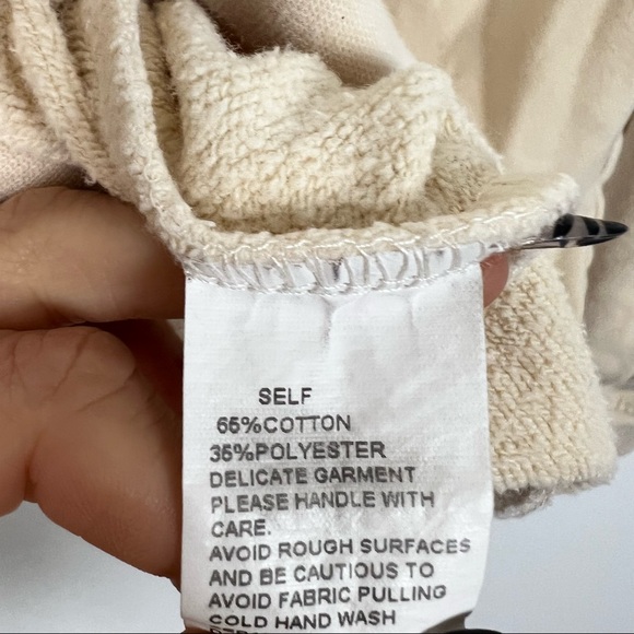 SNDYS Luxe fleece crew pullover sweatshirt sweater cream Sand Size XS - Picture 8 of 8